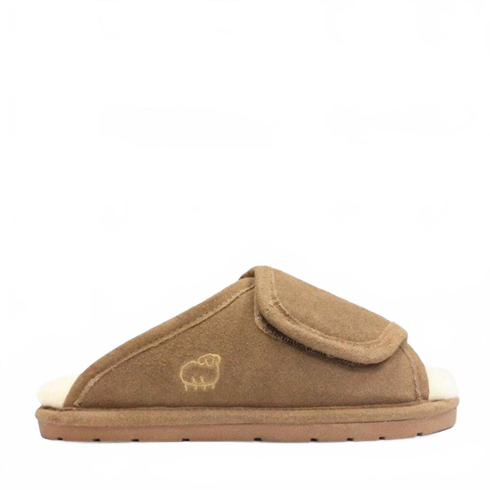 NEW LAMO women's open toe wrap wide slipper in chestnut